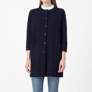 COS Women's Black Textured Jacquard-knit 3/4 Sleeve Swing Cardigan Size XS